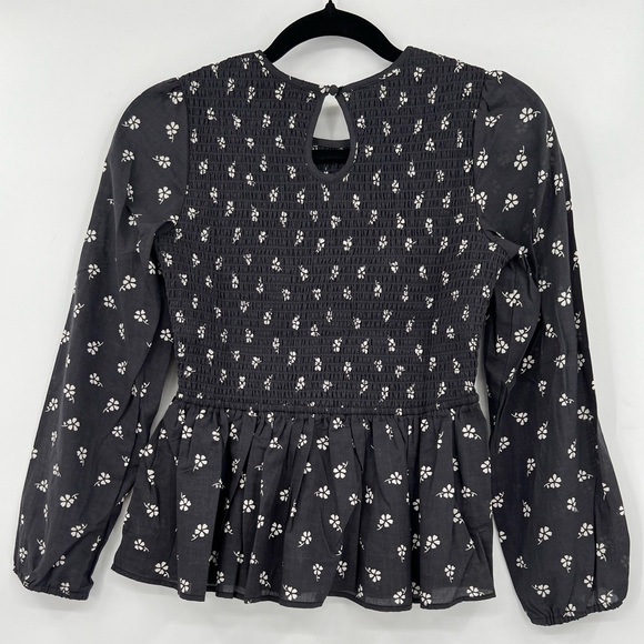 🆕 NWOT Marine Layer Gabrielle Smock Top in Black Modern Ditsy Floral Flower - Picture 7 of 15